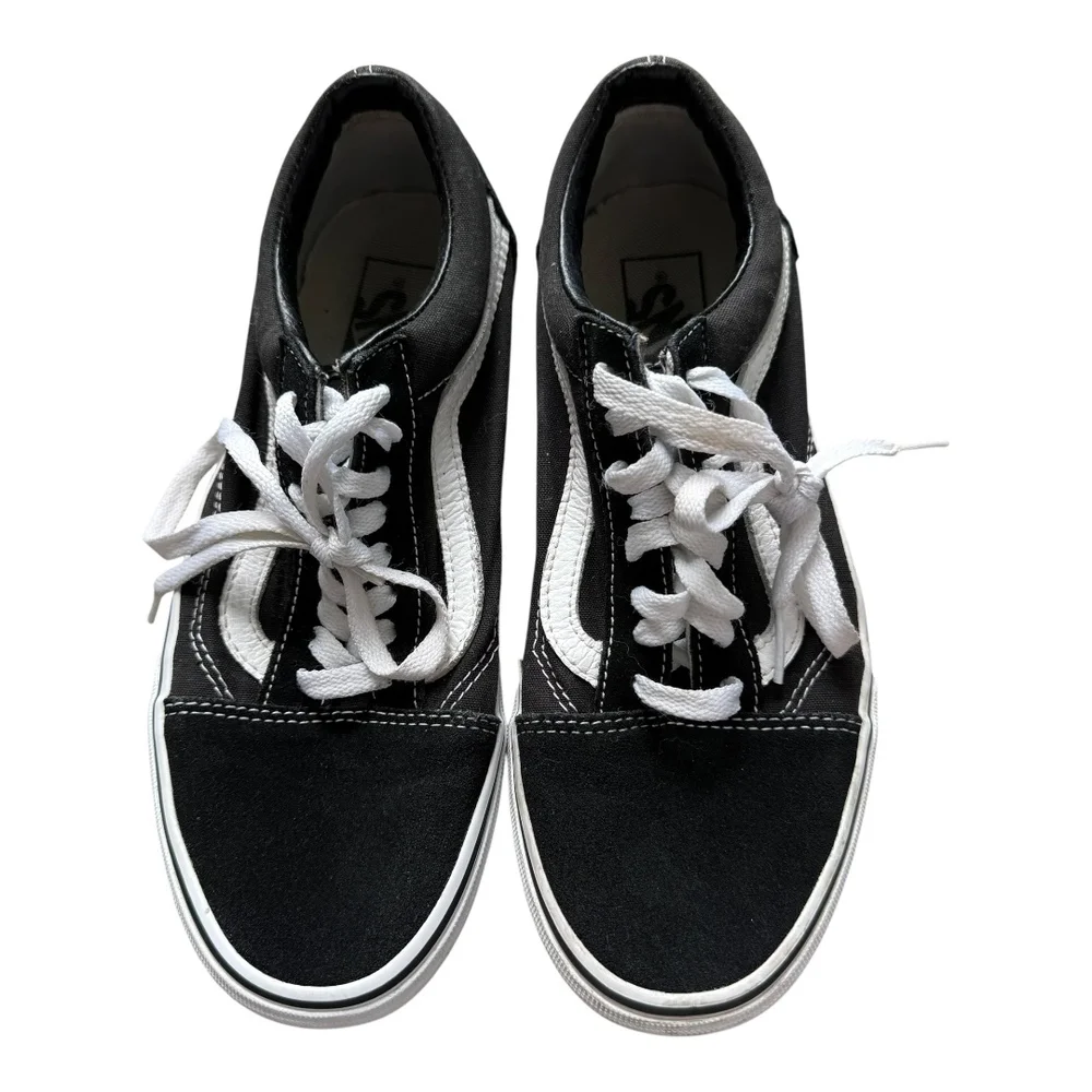 Vans Black White Canvas Stripe Old Skool Lace Up Sneakers Shoes Mens 6.5 - Picture 2 of 11